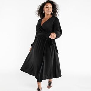 Ban.do Black Long Sleeve Wrap Dress - Size XL